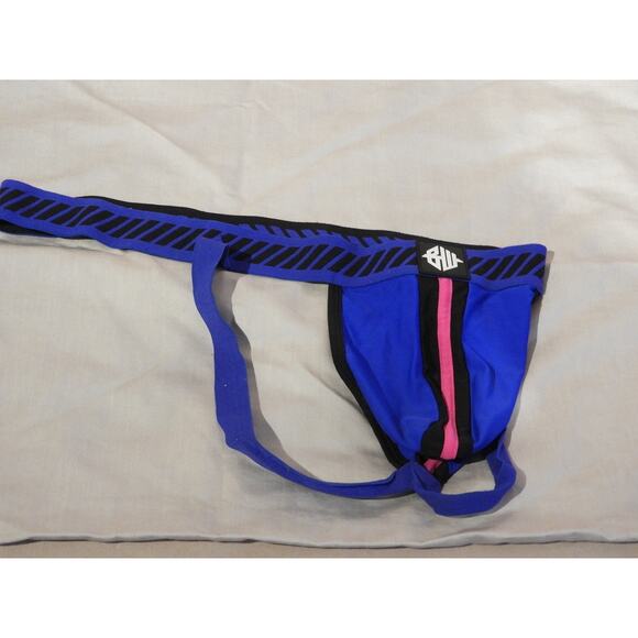 Mens Breedwell Blue Jockstrap | Fetish AF  | Pink Stripe Power Bottom Gear XL - Picture 2 of 3